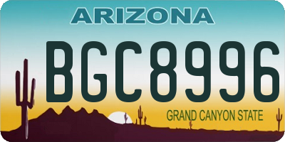 AZ license plate BGC8996