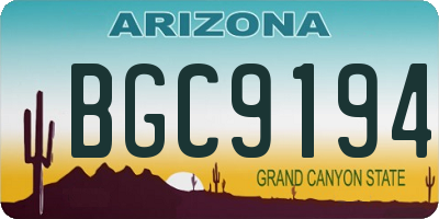 AZ license plate BGC9194