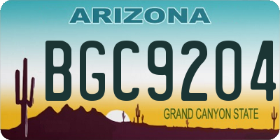 AZ license plate BGC9204