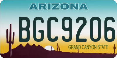 AZ license plate BGC9206