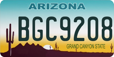 AZ license plate BGC9208