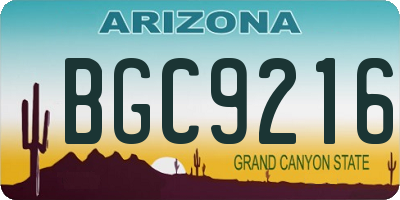 AZ license plate BGC9216