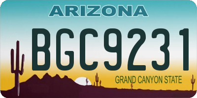 AZ license plate BGC9231