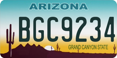 AZ license plate BGC9234
