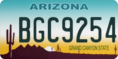 AZ license plate BGC9254