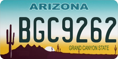 AZ license plate BGC9262