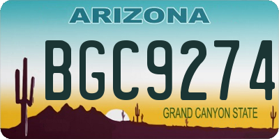 AZ license plate BGC9274