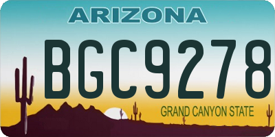AZ license plate BGC9278