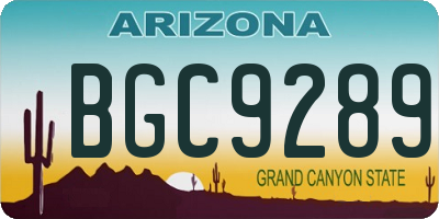 AZ license plate BGC9289