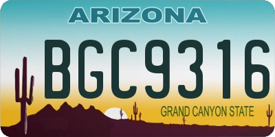 AZ license plate BGC9316