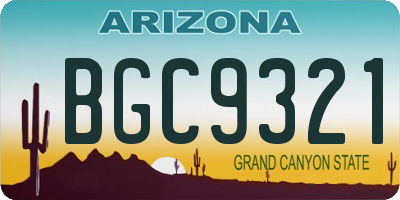 AZ license plate BGC9321