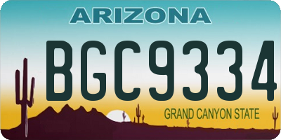 AZ license plate BGC9334