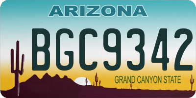 AZ license plate BGC9342