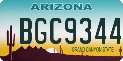 AZ license plate BGC9344
