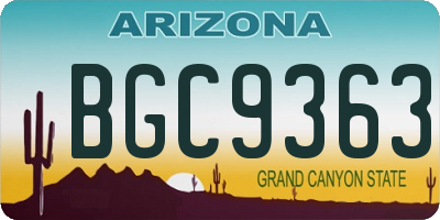 AZ license plate BGC9363