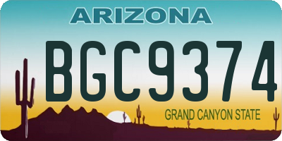 AZ license plate BGC9374