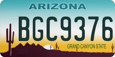 AZ license plate BGC9376