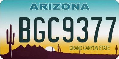 AZ license plate BGC9377