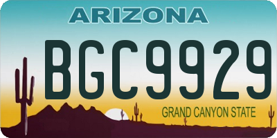 AZ license plate BGC9929