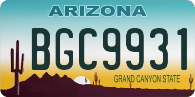 AZ license plate BGC9931