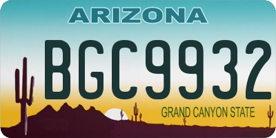 AZ license plate BGC9932