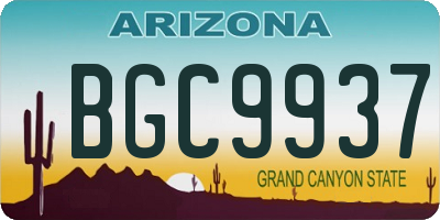 AZ license plate BGC9937