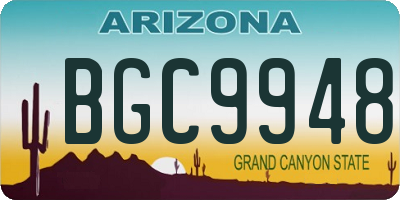 AZ license plate BGC9948