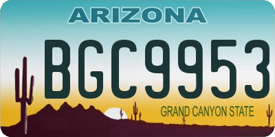 AZ license plate BGC9953