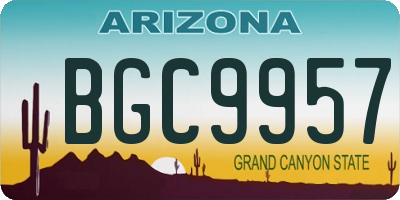 AZ license plate BGC9957