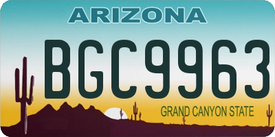 AZ license plate BGC9963