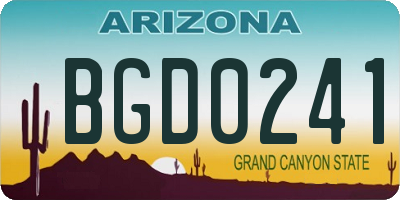 AZ license plate BGD0241