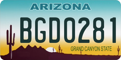 AZ license plate BGD0281