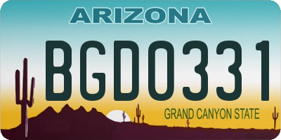 AZ license plate BGD0331