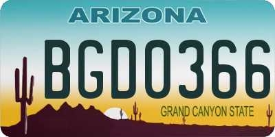 AZ license plate BGD0366
