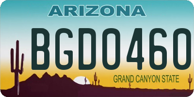 AZ license plate BGD0460