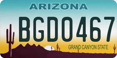 AZ license plate BGD0467