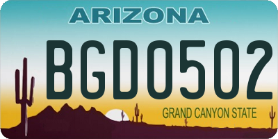 AZ license plate BGD0502