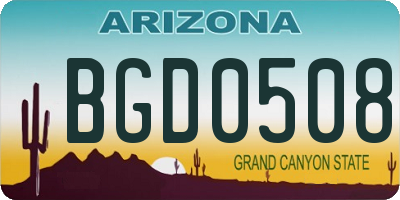 AZ license plate BGD0508