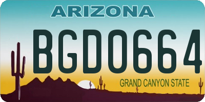 AZ license plate BGD0664