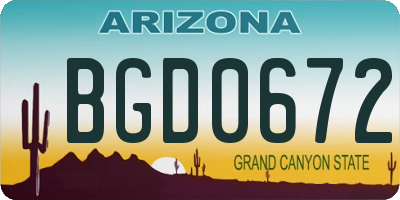 AZ license plate BGD0672