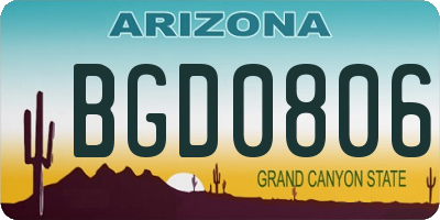 AZ license plate BGD0806