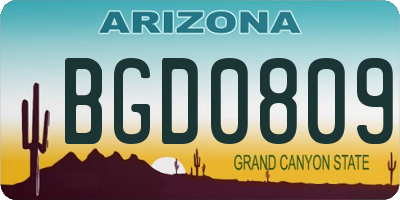AZ license plate BGD0809