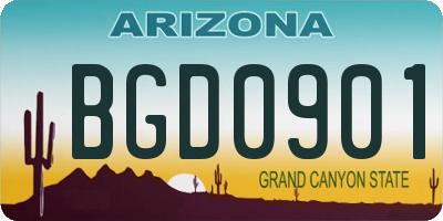 AZ license plate BGD0901