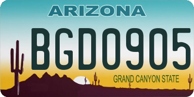 AZ license plate BGD0905