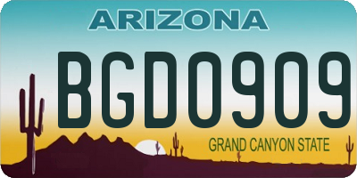 AZ license plate BGD0909