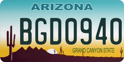 AZ license plate BGD0940