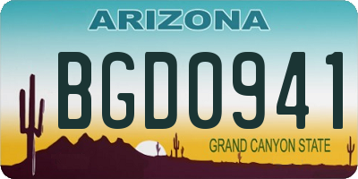 AZ license plate BGD0941