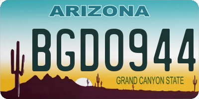AZ license plate BGD0944
