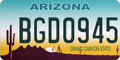 AZ license plate BGD0945