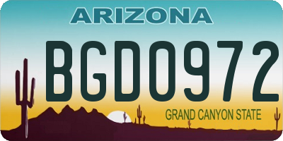 AZ license plate BGD0972